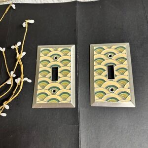 Anthropologie Home 2 Piece Single Switch Plates Metal Wave Design